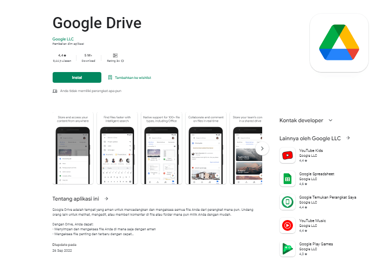 membuat google drive di laptop
