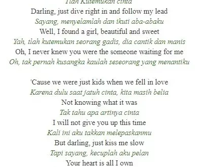 Kisah Romantis Dalam Lirik Lagu Perfect 1 lirik lagu perfect 0
