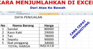 cara menjumlahkan di excel 0