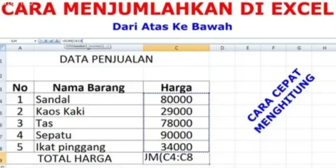 cara menjumlahkan di excel 0