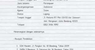 contoh cv lamaran kerja tulis tangan 0