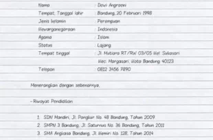 contoh cv lamaran kerja tulis tangan 0