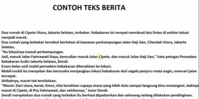 contoh teks berita singkat 0