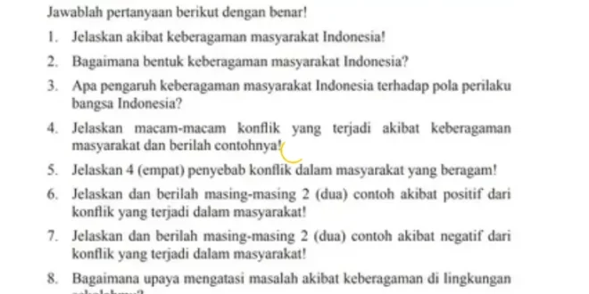 jelaskan akibat keberagaman masyarakat indonesia 0