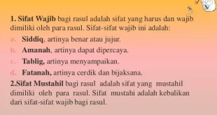 sifat wajib bagi para rasul adalah 0