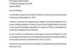 surat lamaran pekerjaan bahasa inggris 0