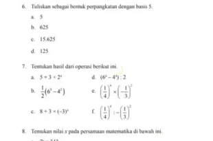 tuliskan sebagai bentuk perpangkatan dengan basis 5 0